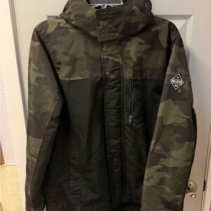 Hollister Green and Black Camouflage Jacket